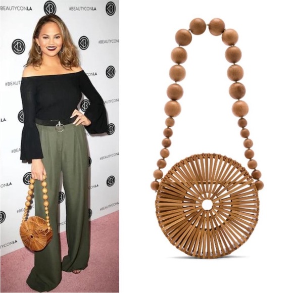 Cult Gaia Luna Wooden Bamboo Round Beaded Bag - Picture 2 of 9